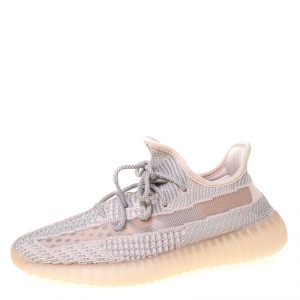 Yeezy x Adidas Light Pink/Grey Cotton Knit Boost 350 V2 Synth Non-Reflective Sneakers Size 42