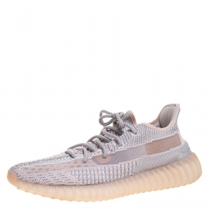 Yeezy x Adidas Light Pink/Grey  Knit Fabric Boost 350 V2 Synth Non-Reflective Sneakers Size 44