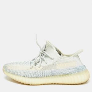 Yeezy x Adidas White/Green Knit Fabric Boost 350 V2 Cloud White Non Reflective Sneakers Size 44