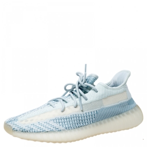 Pre Owned Yeezy x Adidas Green/White Cotton Knit Boost 350 V2 Sneakers Size 45.5