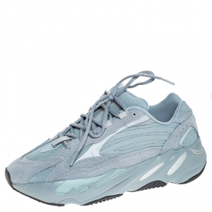 Pre Owned Yeezy x Adidas Blue Cotton Knit And Suede Boost 700 V2 Sneakers Size 44