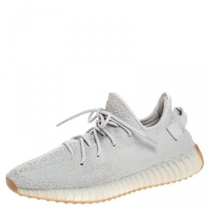 Pre Owned Yeezy x Adidas Grey Cotton Knit Boost 350 V1 Sneakers Size 41.5