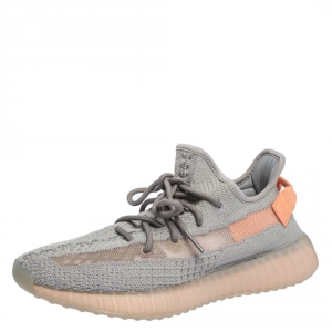 Pre Owned Yeezy x Adidas Grey/Orange Cotton Knit True Form Boost 350 V2 Sneakers Size 42