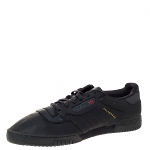 Pre Owned Yeezy x Adidas Black Leather Powerphase Calabasas Sneaker Size 46.5