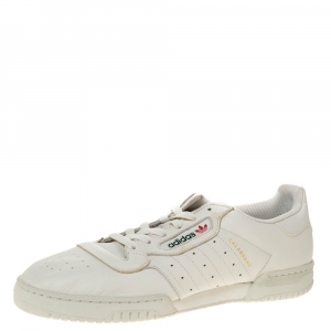 Pre Owned Yeezy x Adidas White Leather Powerphase Calabasas Sneaker Size 46.5