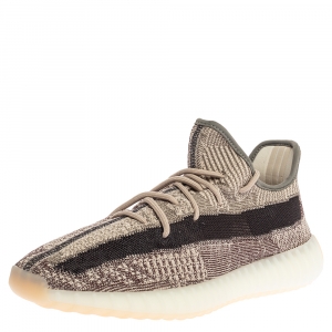 Pre Owned Yeezy x Adidas Black/Grey Cotton Knit Boost 350 V2 Zyon Sneakers Size 47.5