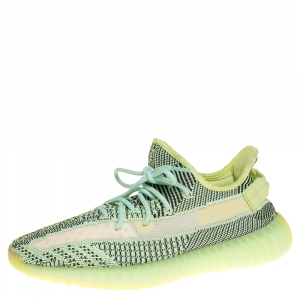 Pre Owned Yeezy x Adidas Green Cotton Knit Boost 350 V2 Yeeree Sneakers Size 45.5