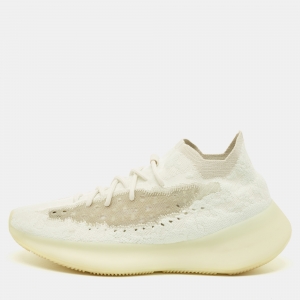 مملوكة مسبقًا Yeezy x Adidas Boost 380 Calcite Glow Size 45 1/3 White Knit Fabric Low Top Sneakers
