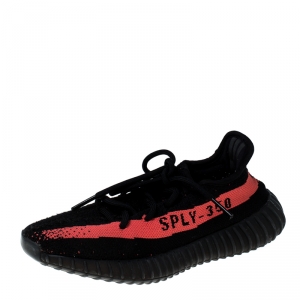 Pre Owned Yeezy x Adidas Black Cotton Knit Boost 350 V2 Sneakers Size 36.5
