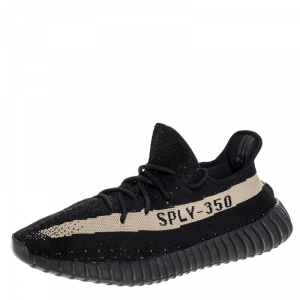 Pre Owned Yeezy x Adidas Black Cotton Knit Boost 350 V2 Sneakers Size 43.5