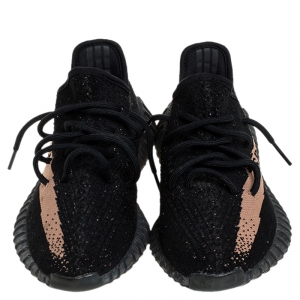 Pre Owned Yeezy x Adidas Black Cotton Knit Boost 350 V2 Sneakers Size 38