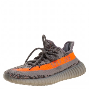 Pre Owned Yeezy x Adidas Grey Cotton Knit Boost 350 V2 Beluga Sneakers Size 37.5