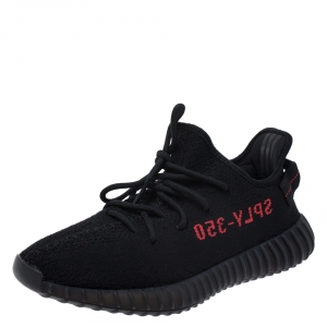 Pre Owned Yeezy x Adidas Black Cotton Knit Boost 350 V2 Beluga Sneakers Size FR 42.5