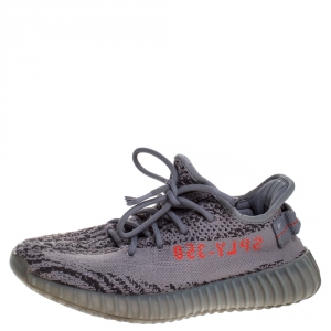 Pre Owned Yeezy x Adidas Grey Cotton Knit Boost 350 V2 Beluga Sneakers Size 38