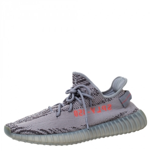 Pre Owned Yeezy x Adidas Grey Cotton Knit Boost 350 V2 Beluga Sneakers Size 46