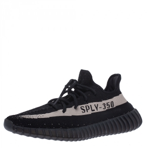 Pre Owned Yeezy x Adidas Black Cotton Knit Boost 350 V2 Sneakers Size 43.5