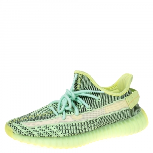 Pre Owned Yeezy x Adidas Yellow Cotton Knit Yeezreel Non-reflective Boost 350 V2 Sneakers Size 41.5