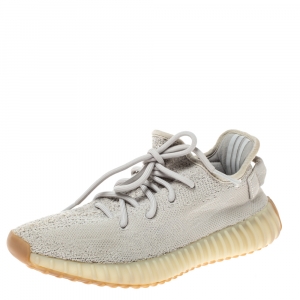 Pre Owned Yeezy x Adidas Off-white Cotton Knit Boost 350 V2 "Sesame" Sneakers Size 38