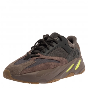 Pre Owned Yeezy x Adidas Grey Suede, Cotton Mesh and Leather Mauve Boost 700 Sneakers Size 44.5