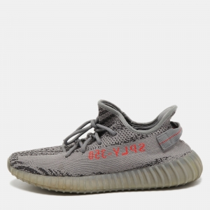 Pre Owned Yeezy x Adidas Grey Knit Fabric Boost 350 V2 Beluga Sneakers Size 44 2/3