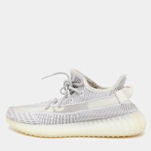 Pre Owned Yeezy x Adidas White/Grey Fabric Boost 350 V2 Citrin Sneakers Size 40 2/3