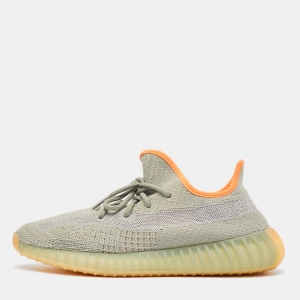 Pre Owned Yeezy x Adidas Green Knit Fabric Boost 350 V2 Desert Sage Sneakers Size 43 1/3