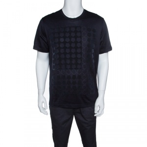 Z Zegna Navy Blue Pentagon Flock Printed Short Sleeve T-Shirt XL