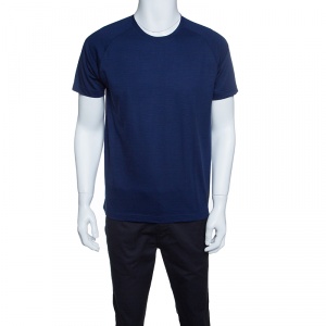 Z Zegna Techmerino Navy Blue Wool Crew Neck T-Shirt M