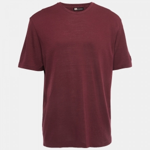 Z Zegna Techmerino Burgundy Wool Knit Crew Neck T-Shirt XXL