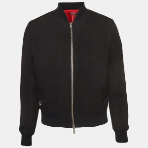 Zadig & Voltaire Black Wool Blend Twill Zip Front Jacket L