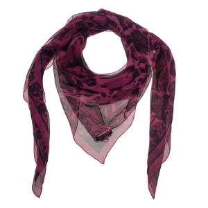 Pre Owned Alexander McQueen Pink Silk Animalier Skull Square Scarf