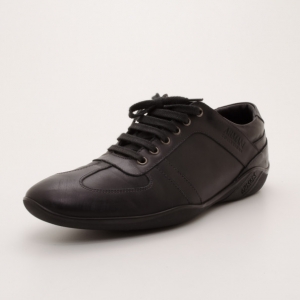 Armani Collezioni Black Leather Men's Sneakers Size 43
