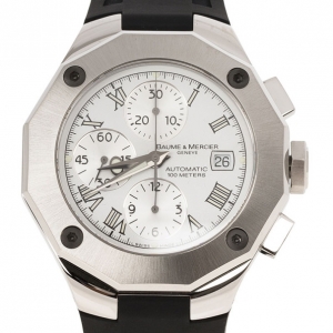 Baume & Mercier White Stainless Steel Riviera Men's Wristwatch 44MM