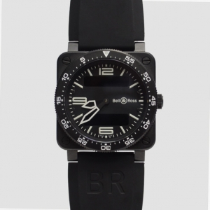 Bell & Ross SS Black Case Aviation Digital Date Mens Wristwatch 44 MM