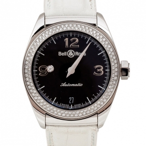 Bell & Ross Mystery Diamond SS Leather Womens Wristwatch 34 MM