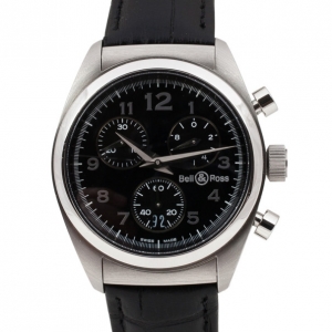 Bell & Ross Classic SS Leather Chronograph Womens Wristwatch 34 MM		