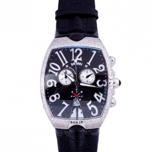 Bonja Limited Edition Platinum Diamond Banani Mens Wristwatch 42 MM