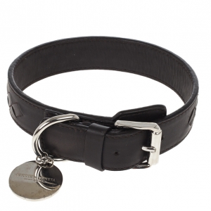Pre Owned Bottega Veneta Brown Intrecciato Dog Collar