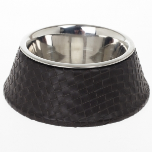 Pre Owned Bottega Veneta Brown Intrecciato Dog Bowl