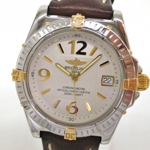 Breitling Callistino Wristwatch SS YG Leather White Ladies