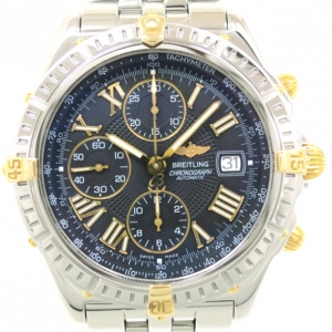 Breitling Piccolo Chronomat SS Yellow Gold Black Mens Wristwatch