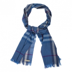 Pre Owned Burberry Blue Novacheck Stole