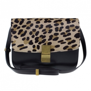 Pre Owned Celine Leopard Print Leather Medium Classic Box Bag