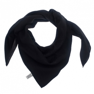 Pre Owned Chanel Black Logo Sqaure Scarf