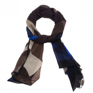 Pre Owned Fendi Brown Silk Scarf