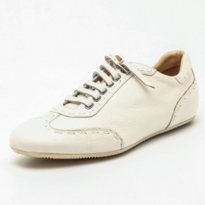 Fendi Cream Leather Lace Up Sneakers Size 44