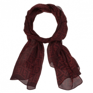 Pre Owned Fendi Red Zucca Silk Stole