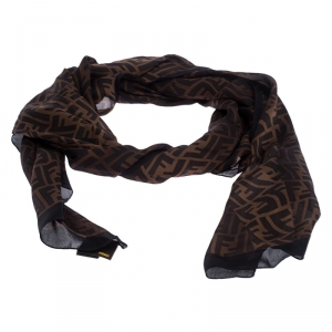 Pre Owned Fendi Dual Tone Silk Zucca Print Stole