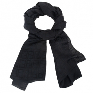 Pre Owned Fendi Black Zucca Scarf
