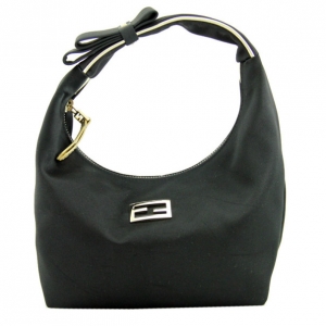 Pre Owned Fendi Black Satin Mini Hobo